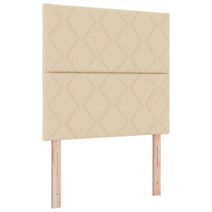 Pat cu arcuri cu headboard Manual Crem 190 x 90 cm țesătură WALTI