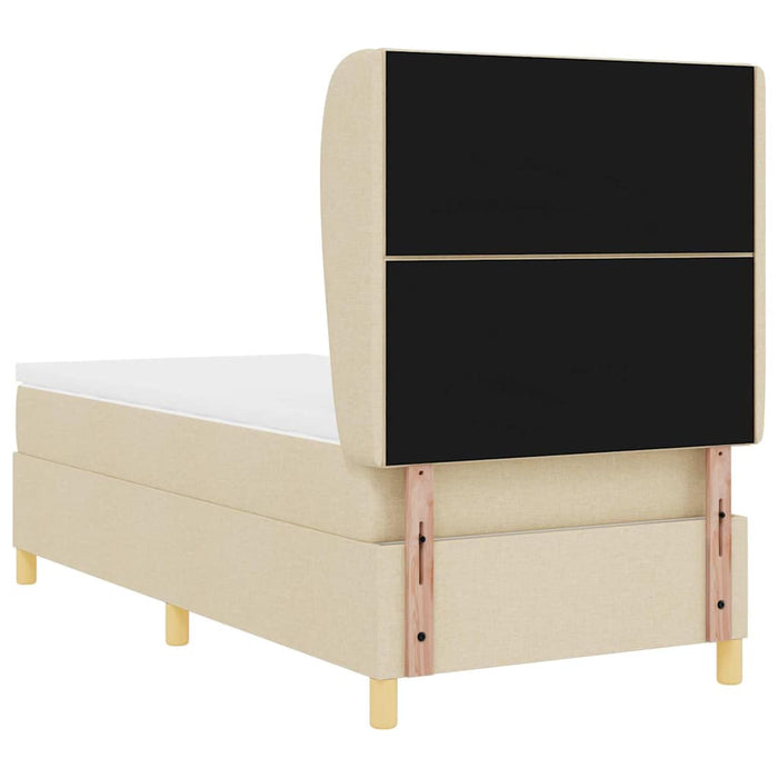 Pat cu arcuri cu headboard Manual Crem 190 x 90 cm țesătură WALTI