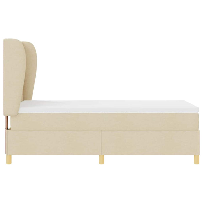 Pat cu arcuri cu headboard Manual Crem 190 x 90 cm țesătură WALTI