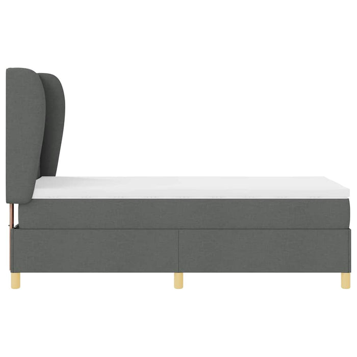 Pat cu arcuri cu headboard Gri închis 200 x 90 cm țesătură - WALTI WALTI