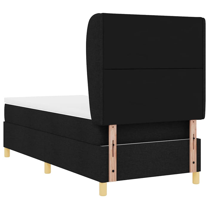 Pat cu arcuri cu headboard Manual Negru 200 x 90 cm țesătură WALTI