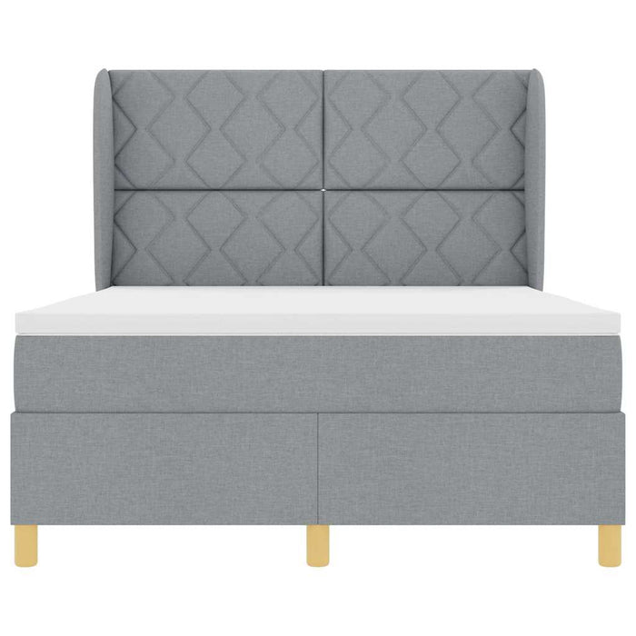 Pat cu arcuri cu headboard Gri deschis 190 x 140 cm țesătură - WALTI WALTI