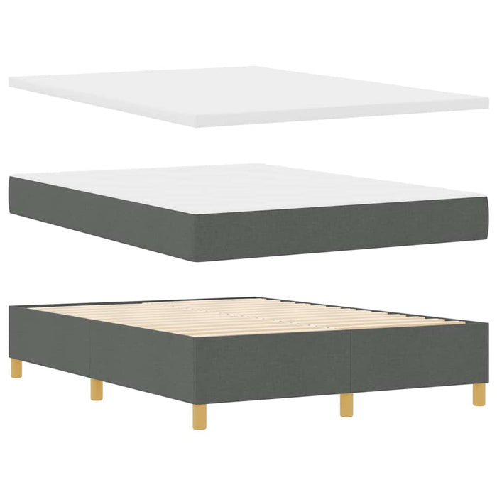 Pat cu arcuri cu headboard Gri închis 190 x 140 cm țesătură WALTI