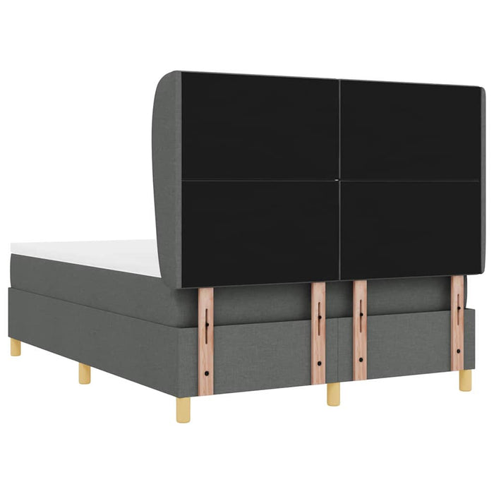 Pat cu arcuri cu headboard Gri închis 190 x 140 cm țesătură WALTI