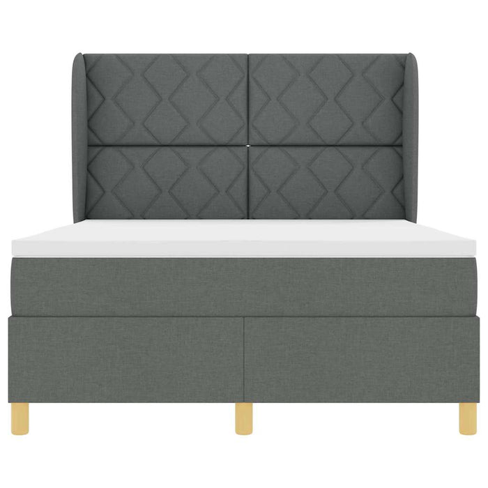Pat cu arcuri cu headboard Gri închis 190 x 140 cm țesătură WALTI