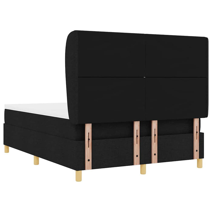 Pat cu arcuri cu headboard Manual Negru 190 x 140 cm țesătură WALTI