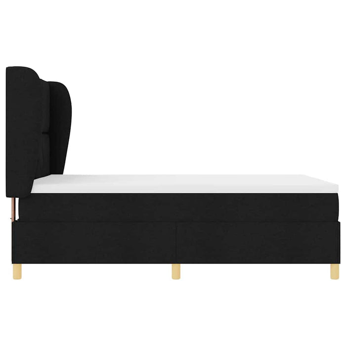Pat cu arcuri cu headboard Manual Negru 190 x 140 cm țesătură WALTI