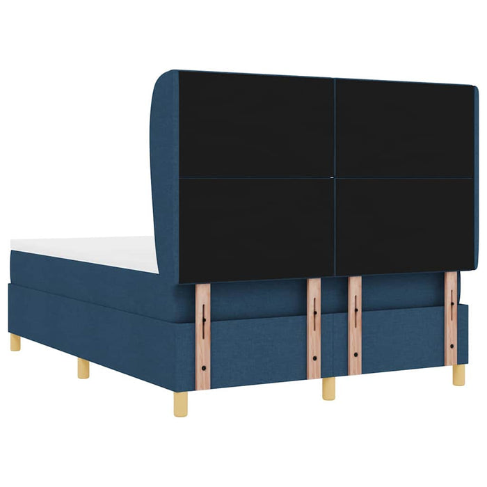 Pat cu arcuri cu headboard albastru 190 x 140 cm țesătură - WALTI WALTI