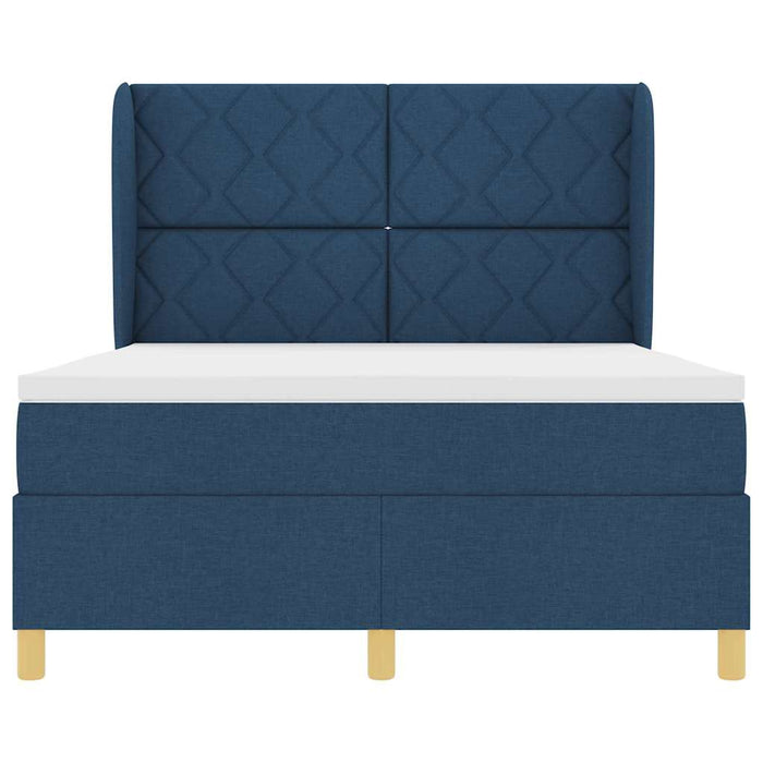Pat cu arcuri cu headboard albastru 190 x 140 cm țesătură - WALTI WALTI