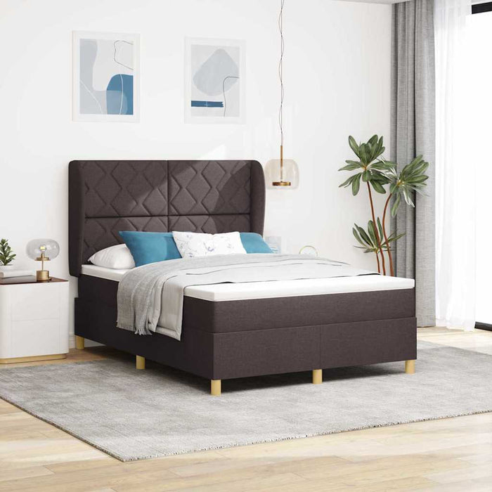 Pat cu arcuri cu headboard Maro închis 200 x 140 cm țesătură WALTI