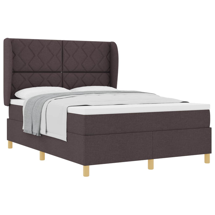 Pat cu arcuri cu headboard Maro închis 200 x 140 cm țesătură WALTI