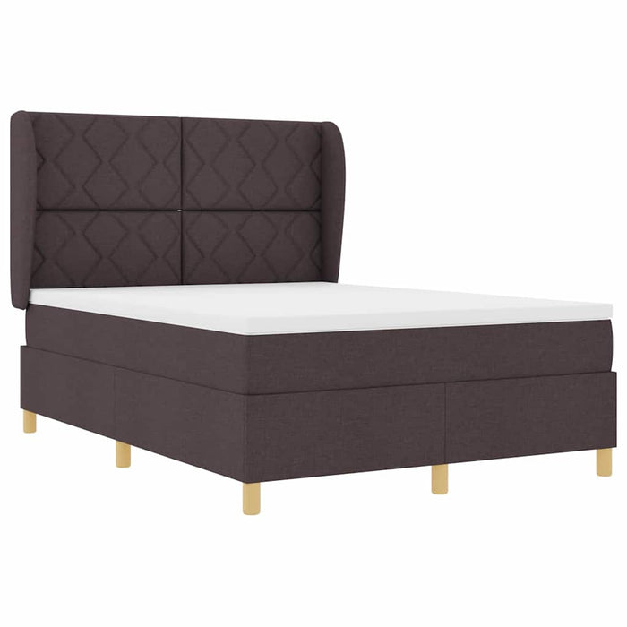 Pat cu arcuri cu headboard Maro închis 200 x 140 cm țesătură WALTI