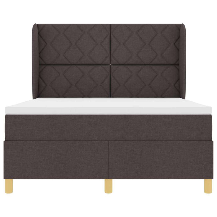 Pat cu arcuri cu headboard Maro închis 200 x 140 cm țesătură WALTI