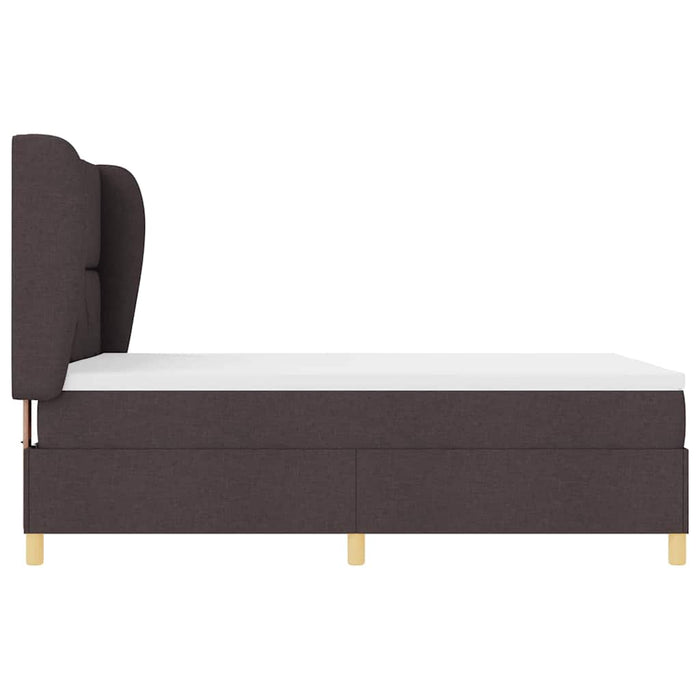 Pat cu arcuri cu headboard Maro închis 200 x 140 cm țesătură WALTI