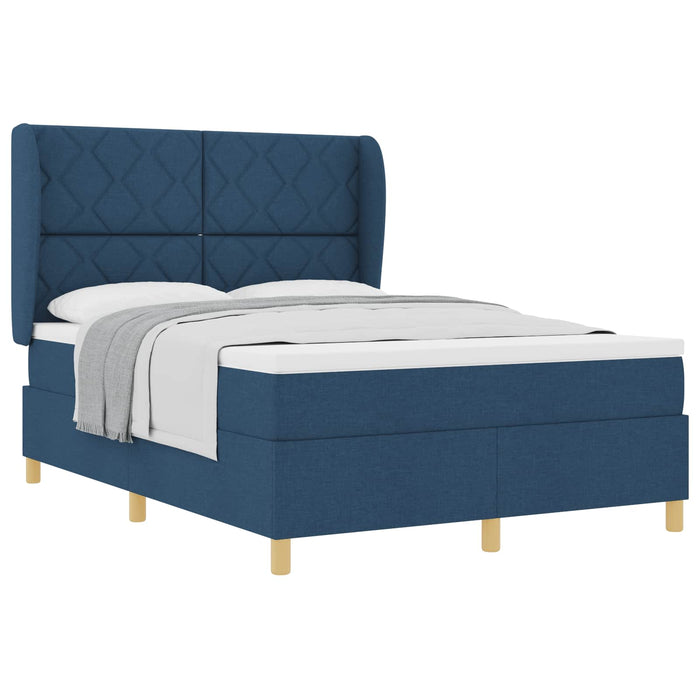 Pat cu arcuri cu headboard albastru 200 x 140 cm țesătură - WALTI WALTI