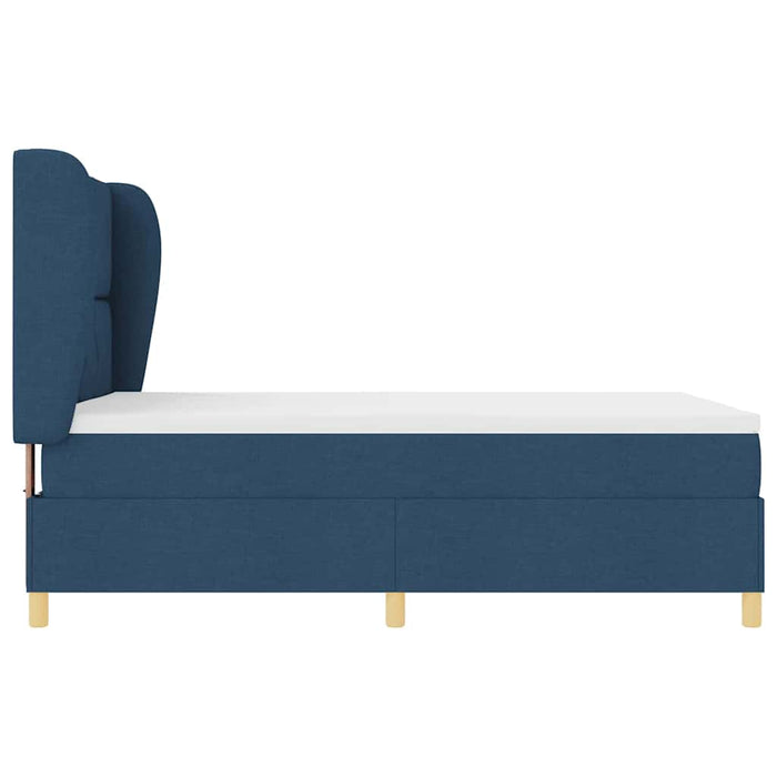 Pat cu arcuri cu headboard albastru 200 x 140 cm țesătură - WALTI WALTI