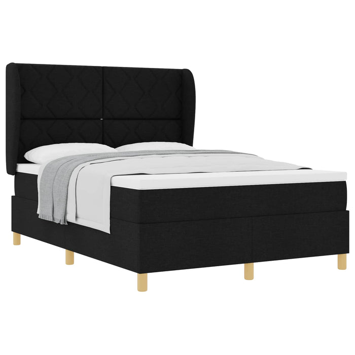 Pat cu arcuri cu headboard Manual Negru 200 x 160 cm țesătură WALTI