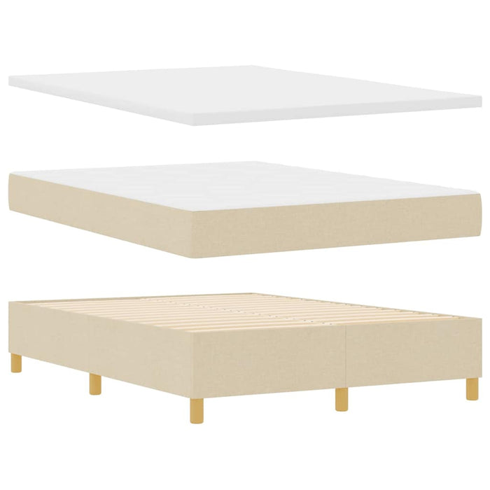 Pat cu arcuri cu headboard Manual Crem 200 x 160 cm țesătură WALTI
