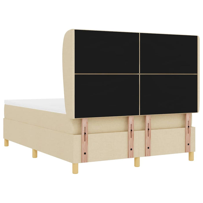 Pat cu arcuri cu headboard Manual Crem 200 x 160 cm țesătură WALTI