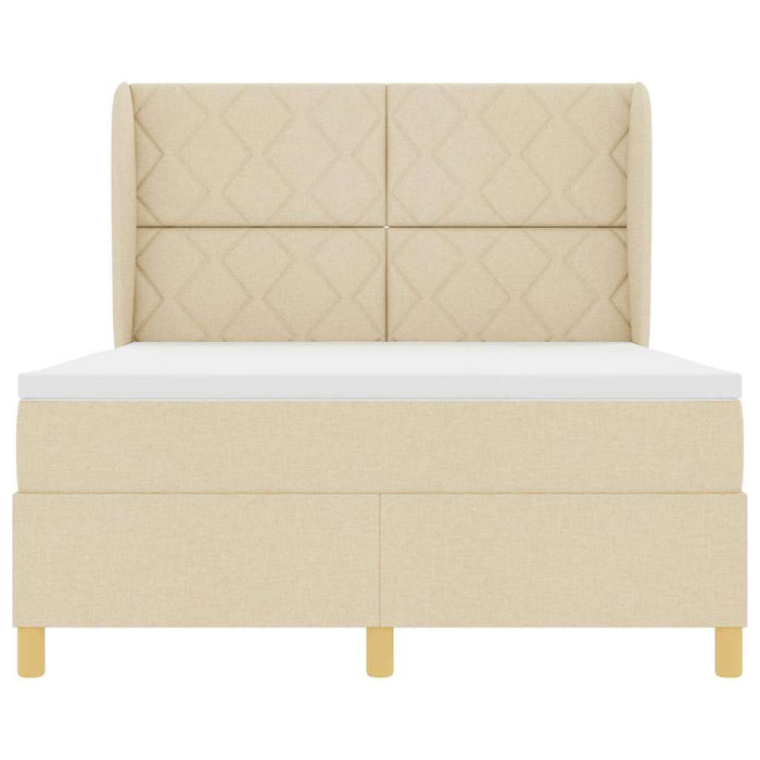 Pat cu arcuri cu headboard Manual Crem 200 x 160 cm țesătură WALTI