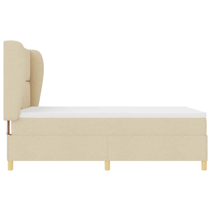 Pat cu arcuri cu headboard Manual Crem 200 x 160 cm țesătură WALTI