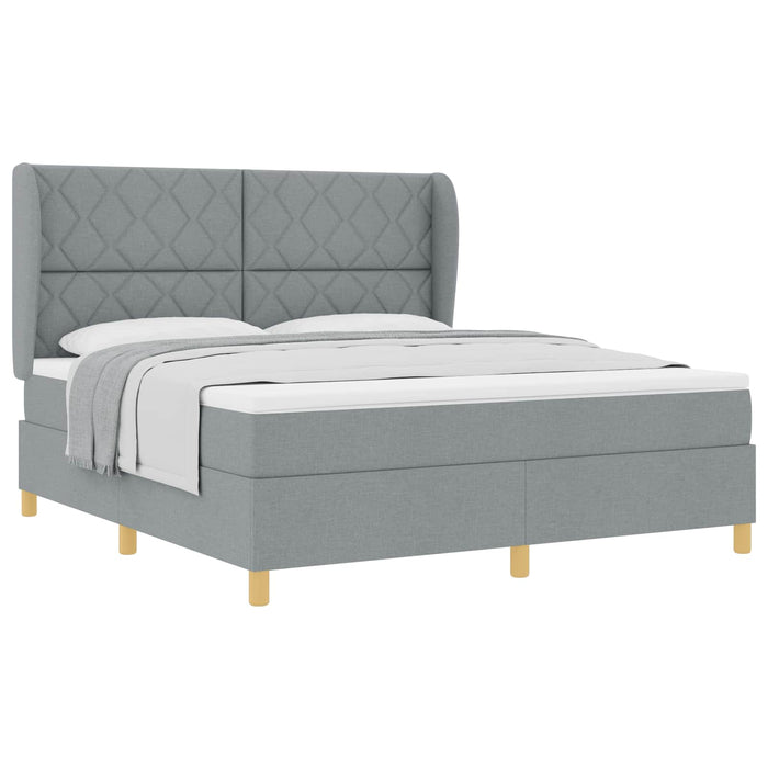 Pat cu arcuri cu headboard Gri deschis 200 x 180 cm țesătură - WALTI WALTI