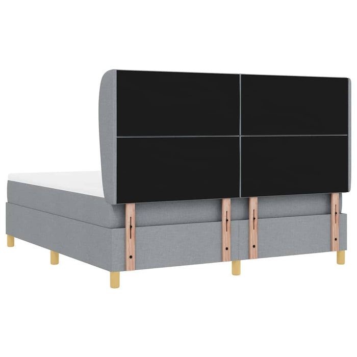 Pat cu arcuri cu headboard Gri deschis 200 x 180 cm țesătură - WALTI WALTI