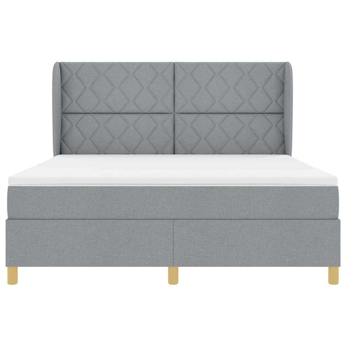 Pat cu arcuri cu headboard Gri deschis 200 x 180 cm țesătură - WALTI WALTI