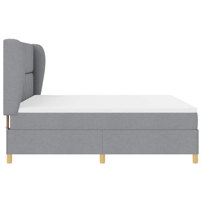 Pat cu arcuri cu headboard Gri deschis 200 x 180 cm țesătură - WALTI WALTI