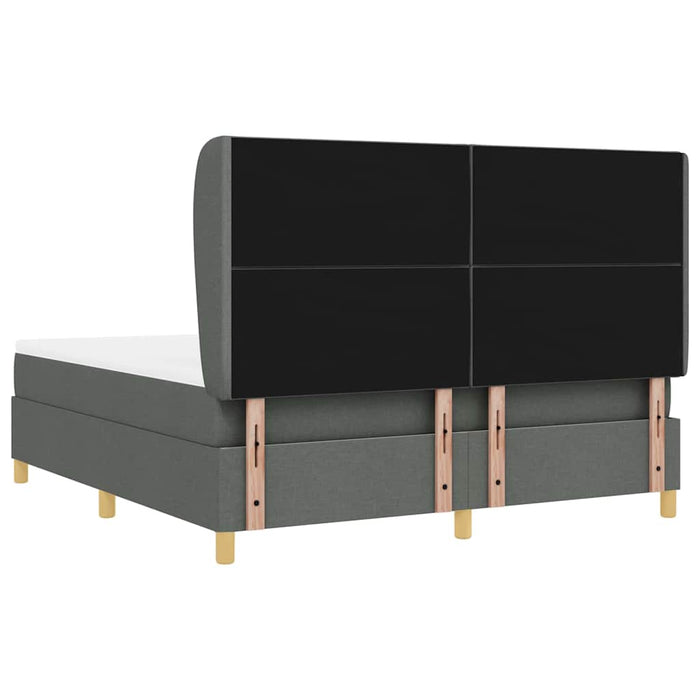 Pat cu arcuri cu headboard Gri închis 200 x 180 cm țesătură - WALTI WALTI