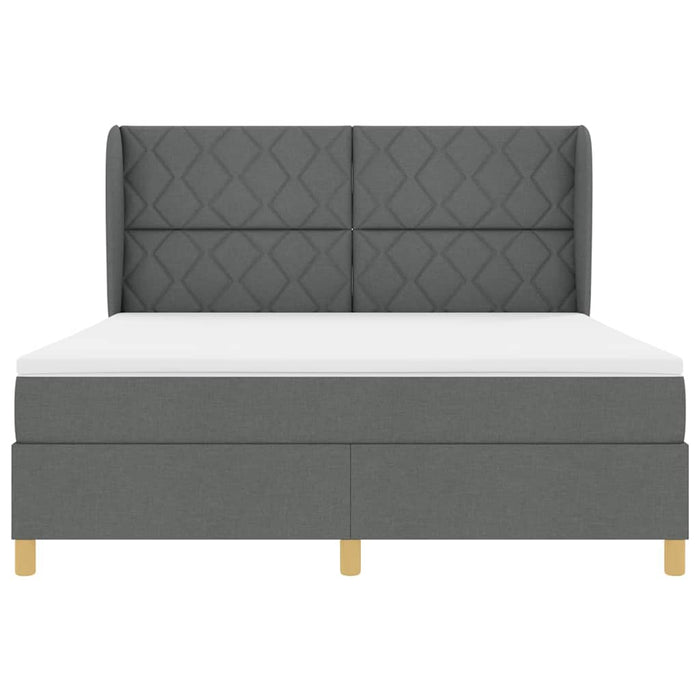 Pat cu arcuri cu headboard Gri închis 200 x 180 cm țesătură - WALTI WALTI
