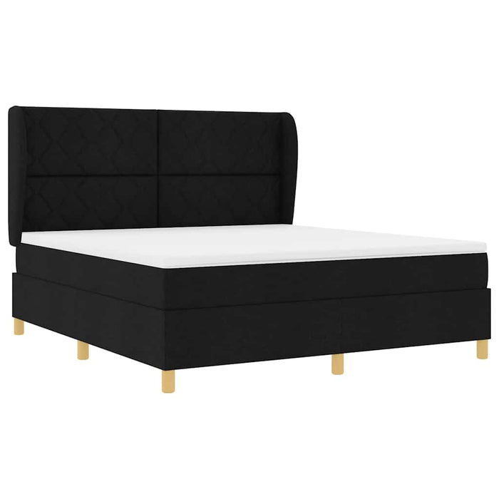 Pat cu arcuri cu headboard Manual Negru 200 x 180 cm țesătură WALTI