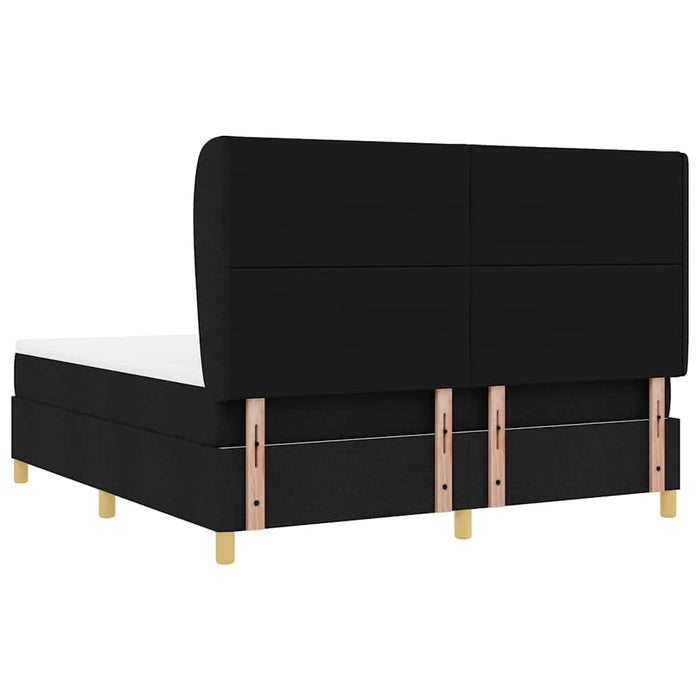 Pat cu arcuri cu headboard Manual Negru 200 x 180 cm țesătură WALTI