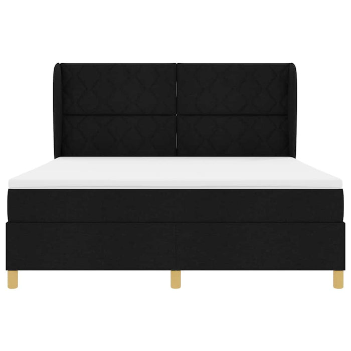 Pat cu arcuri cu headboard Manual Negru 200 x 180 cm țesătură WALTI