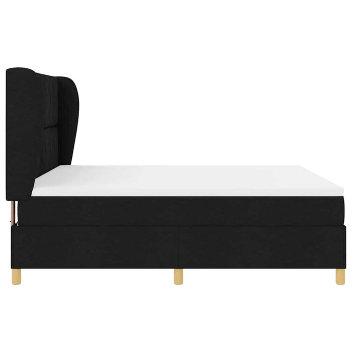 Pat cu arcuri cu headboard Manual Negru 200 x 180 cm țesătură WALTI
