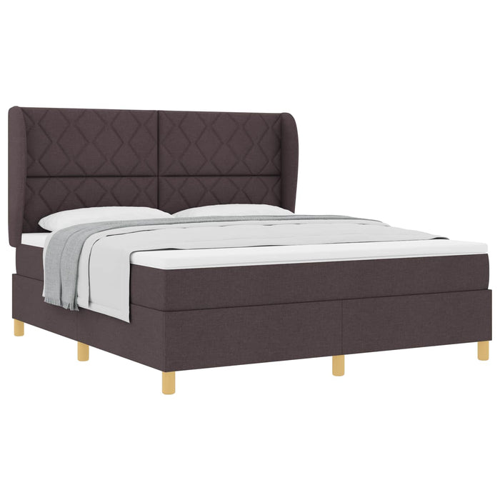 Pat cu arcuri cu headboard Maro închis 200 x 180 cm țesătură WALTI