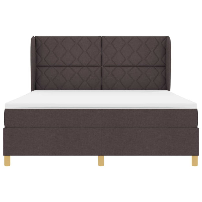Pat cu arcuri cu headboard Maro închis 200 x 180 cm țesătură WALTI