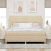 Pat cu arcuri cu headboard Manual Crem 200 x 180 cm țesătură - WALTI WALTI
