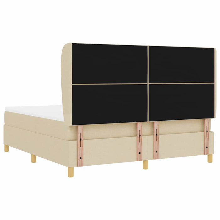Pat cu arcuri cu headboard Manual Crem 200 x 180 cm țesătură - WALTI WALTI