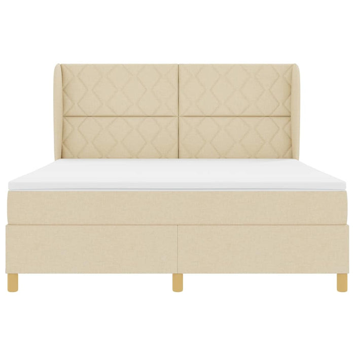 Pat cu arcuri cu headboard Manual Crem 200 x 180 cm țesătură - WALTI WALTI