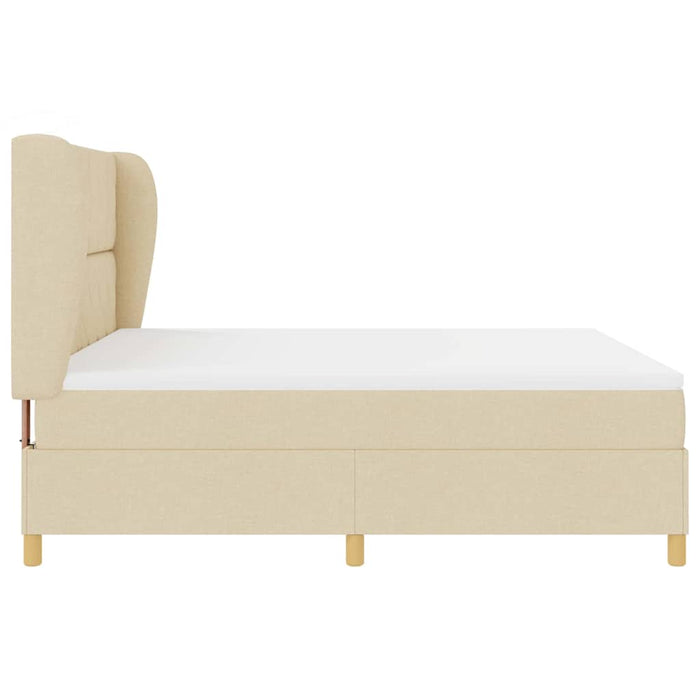 Pat cu arcuri cu headboard Manual Crem 200 x 180 cm țesătură - WALTI WALTI