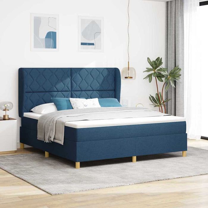 Pat cu arcuri cu pernă Manual albastru 200 x 180 cm țesătură WALTI