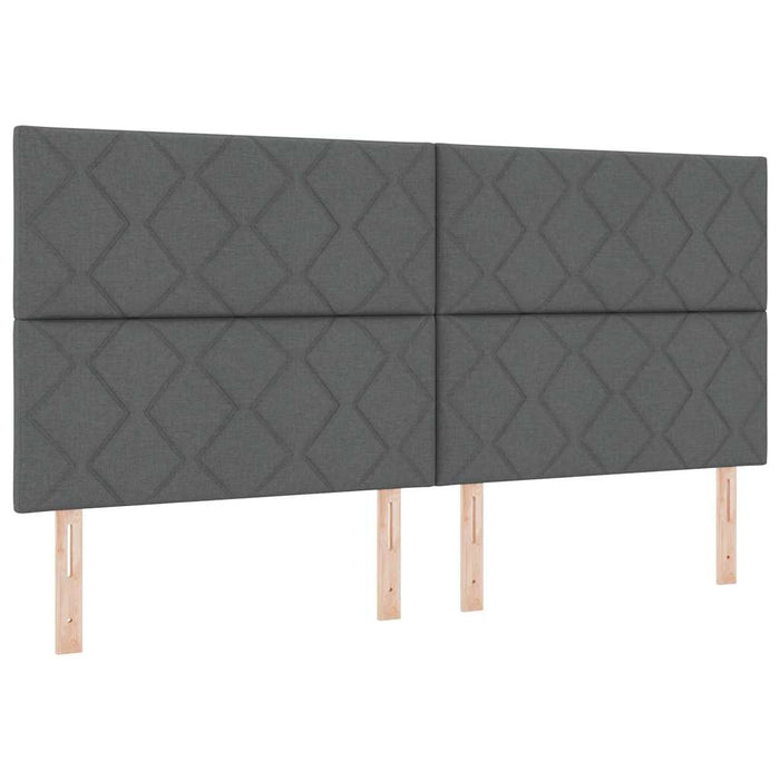 Pat cu arcuri cu headboard Gri închis 200 x 200 cm țesătură WALTI