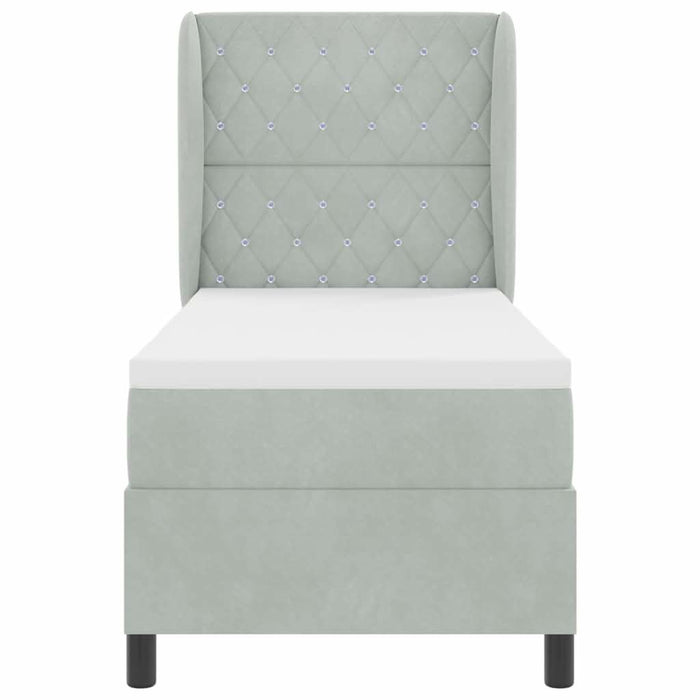 Pat cu arcuri cu saltea Gri deschis 80 x 200 cm Catifea - WALTI WALTI