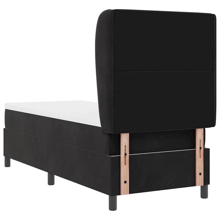 Pat cu arcuri cu saltea cu headboard Negru 200 x 80 cm Catifea WALTI