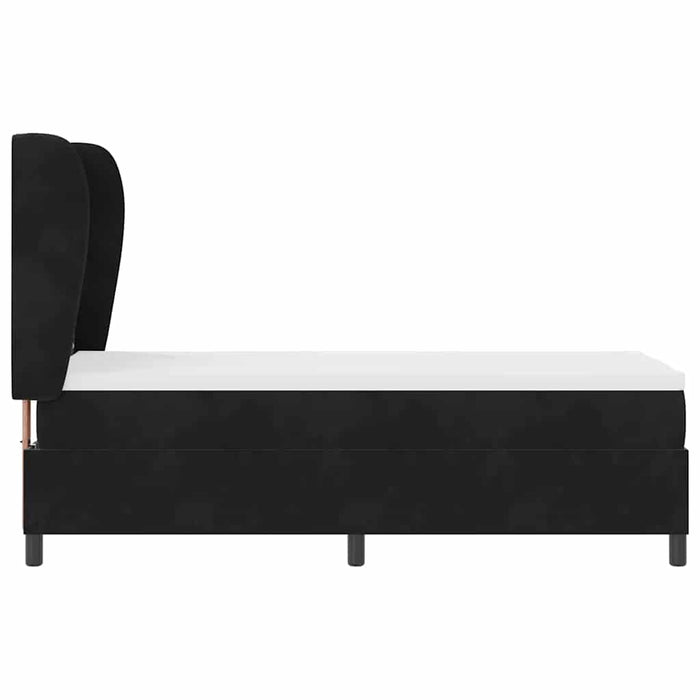 Pat cu arcuri cu saltea cu headboard Negru 200 x 80 cm Catifea WALTI