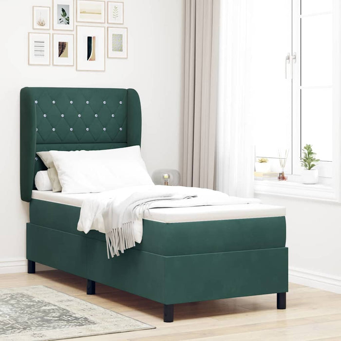 Pat cu arcuri cu headboard Verde închis 200 x 80 cm Catifea WALTI