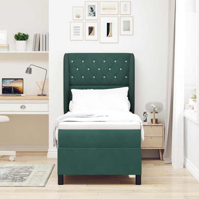 Pat cu arcuri cu headboard Verde închis 200 x 80 cm Catifea WALTI