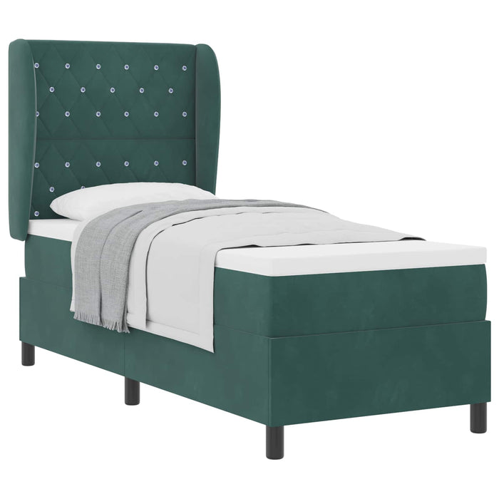 Pat cu arcuri cu headboard Verde închis 200 x 80 cm Catifea WALTI