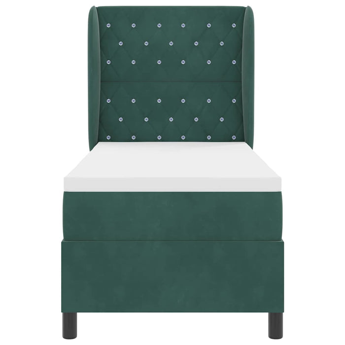 Pat cu arcuri cu headboard Verde închis 200 x 80 cm Catifea WALTI